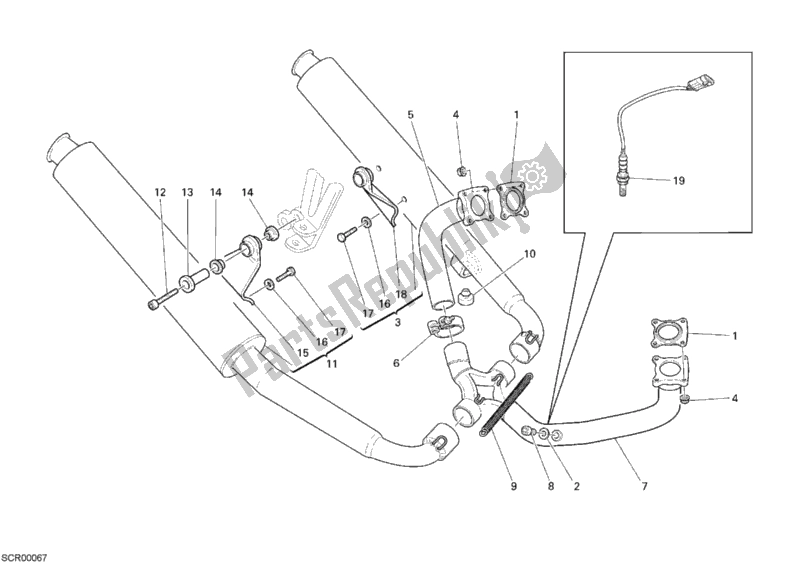 All parts for the Exhaust System of the Ducati Sport ST3 S ABS 1000 2007